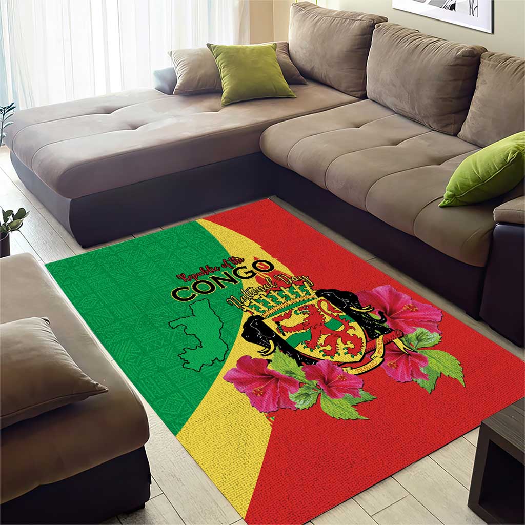 Personalized Congo-Brazzaville National Day Area Rug Coat Of Arms With Map - African Pride