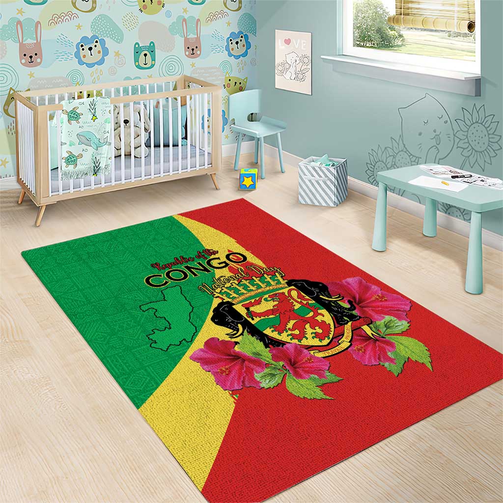 Personalized Congo-Brazzaville National Day Area Rug Coat Of Arms With Map - African Pride