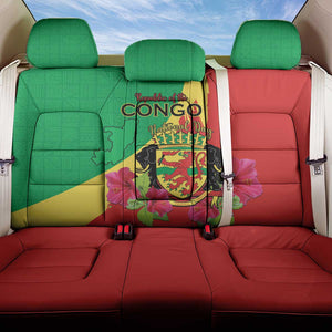 Personalized Congo-Brazzaville National Day Back Car Seat Cover Coat Of Arms With Map - African Pride