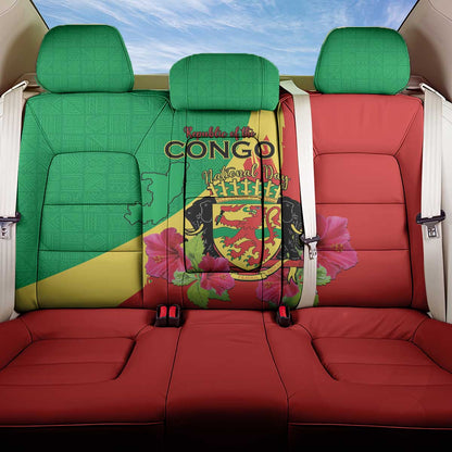 Personalized Congo-Brazzaville National Day Back Car Seat Cover Coat Of Arms With Map - African Pride
