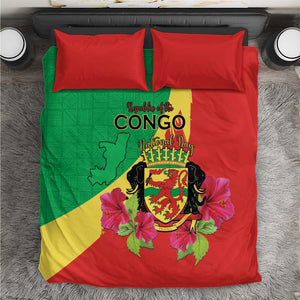 Personalized Congo-Brazzaville National Day Bedding Set Coat Of Arms With Map - African Pride