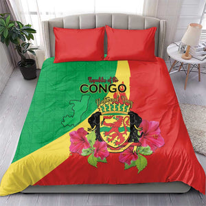 Personalized Congo-Brazzaville National Day Bedding Set Coat Of Arms With Map - African Pride