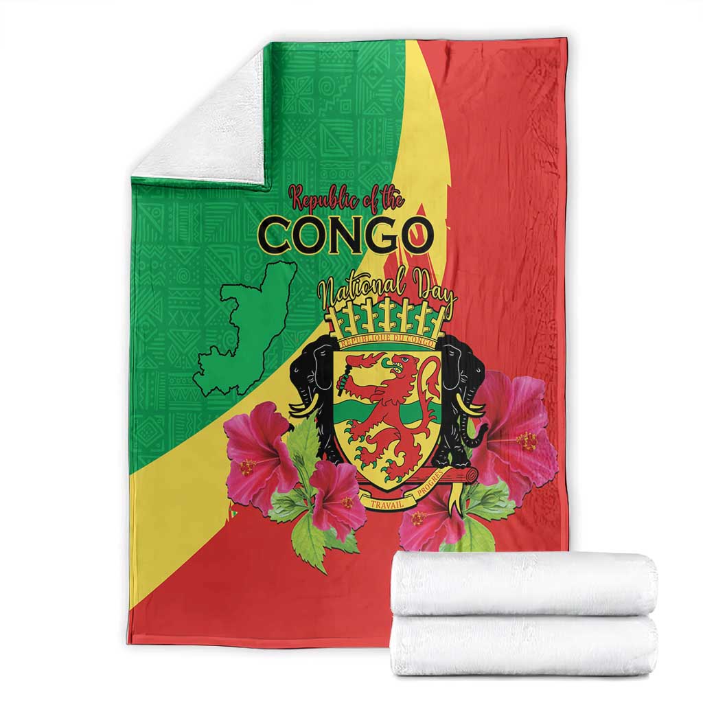 Personalized Congo-Brazzaville National Day Blanket Coat Of Arms With Map - African Pride