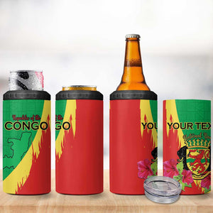 Personalized Congo-Brazzaville National Day 4 in 1 Can Cooler Tumbler Coat Of Arms With Map - African Pride