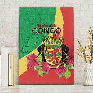 Personalized Congo-Brazzaville National Day Canvas Wall Art Coat Of Arms With Map - African Pride
