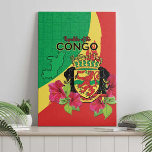 Personalized Congo-Brazzaville National Day Canvas Wall Art Coat Of Arms With Map - African Pride