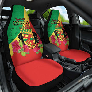 Personalized Congo-Brazzaville National Day Car Seat Cover Coat Of Arms With Map - African Pride