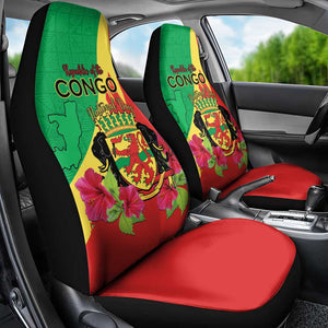 Personalized Congo-Brazzaville National Day Car Seat Cover Coat Of Arms With Map - African Pride