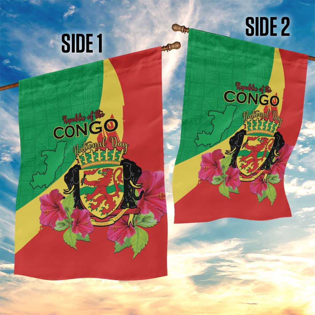Personalized Congo-Brazzaville National Day Garden Flag Coat Of Arms With Map - African Pride