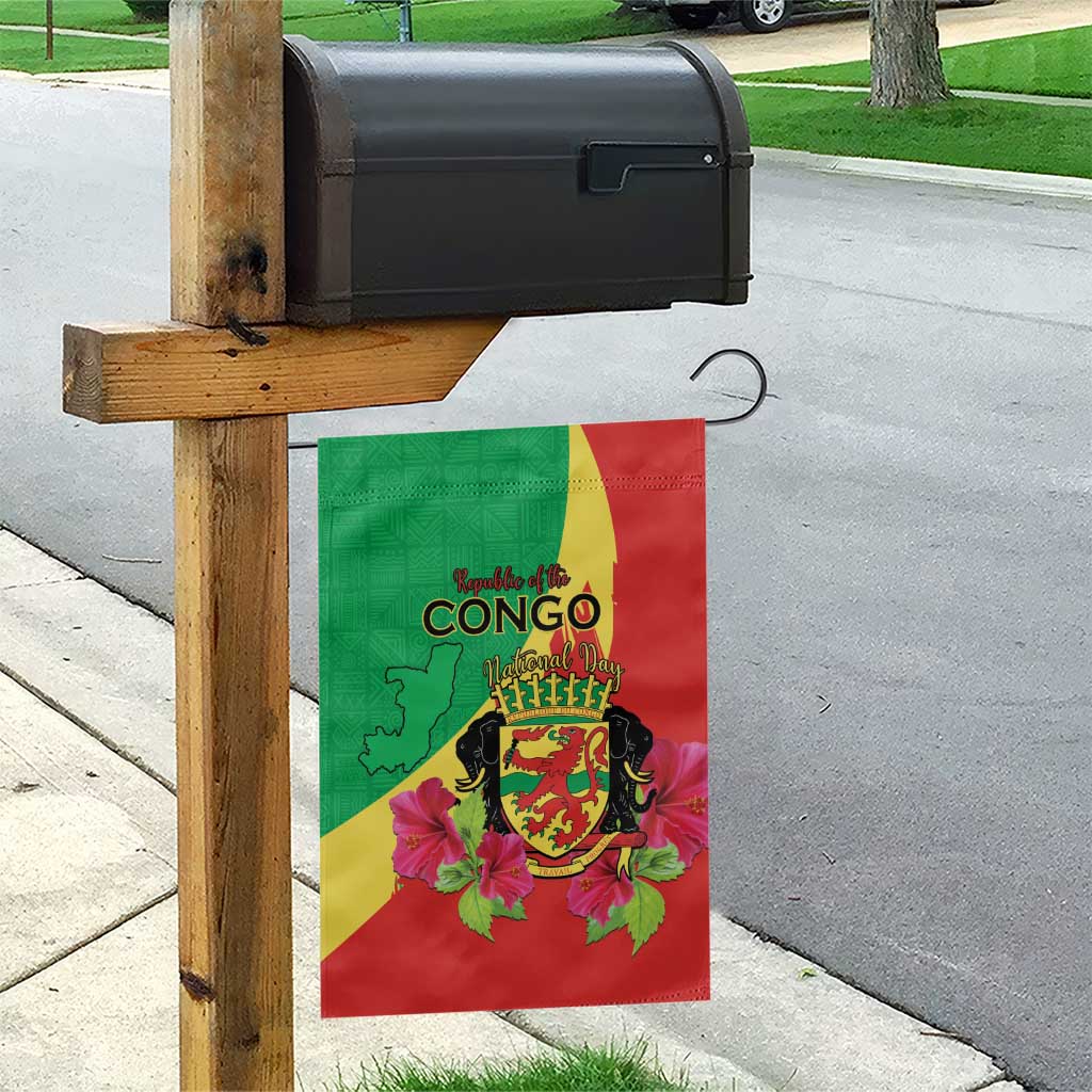 Personalized Congo-Brazzaville National Day Garden Flag Coat Of Arms With Map - African Pride