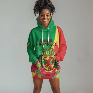 Personalized Congo-Brazzaville National Day Hoodie Dress Coat Of Arms With Map - African Pride