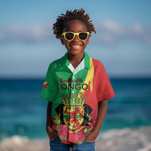Personalized Congo-Brazzaville National Day Kid Hawaiian Shirt Coat Of Arms With Map - African Pride
