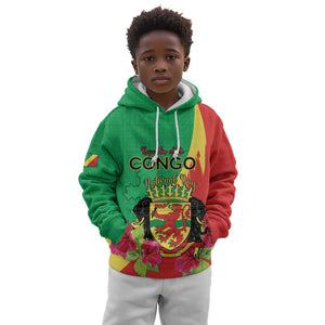 Personalized Congo-Brazzaville National Day Kid Hoodie Coat Of Arms With Map - African Pride