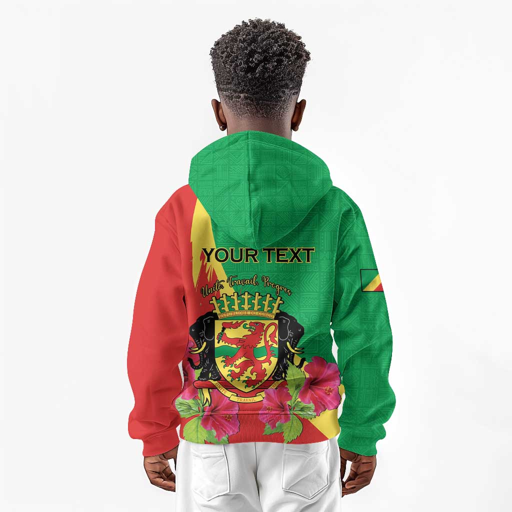 Personalized Congo-Brazzaville National Day Kid Hoodie Coat Of Arms With Map - African Pride