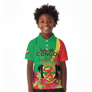 Personalized Congo-Brazzaville National Day Kid Polo Shirt Coat Of Arms With Map - African Pride