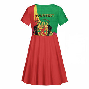 Personalized Congo-Brazzaville National Day Kid Short Sleeve Dress Coat Of Arms With Map - African Pride