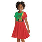 Personalized Congo-Brazzaville National Day Kid Short Sleeve Dress Coat Of Arms With Map - African Pride