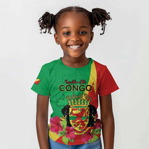 Personalized Congo-Brazzaville National Day Kid T shirt Coat Of Arms With Map - African Pride