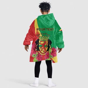 Personalized Congo-Brazzaville National Day Kid Wearable Blanket Hoodie Coat Of Arms With Map - African Pride