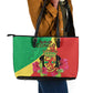 Personalized Congo-Brazzaville National Day Leather Tote Bag Coat Of Arms With Map - African Pride