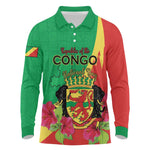Personalized Congo-Brazzaville National Day Long Sleeve Polo Shirt Coat Of Arms With Map - African Pride