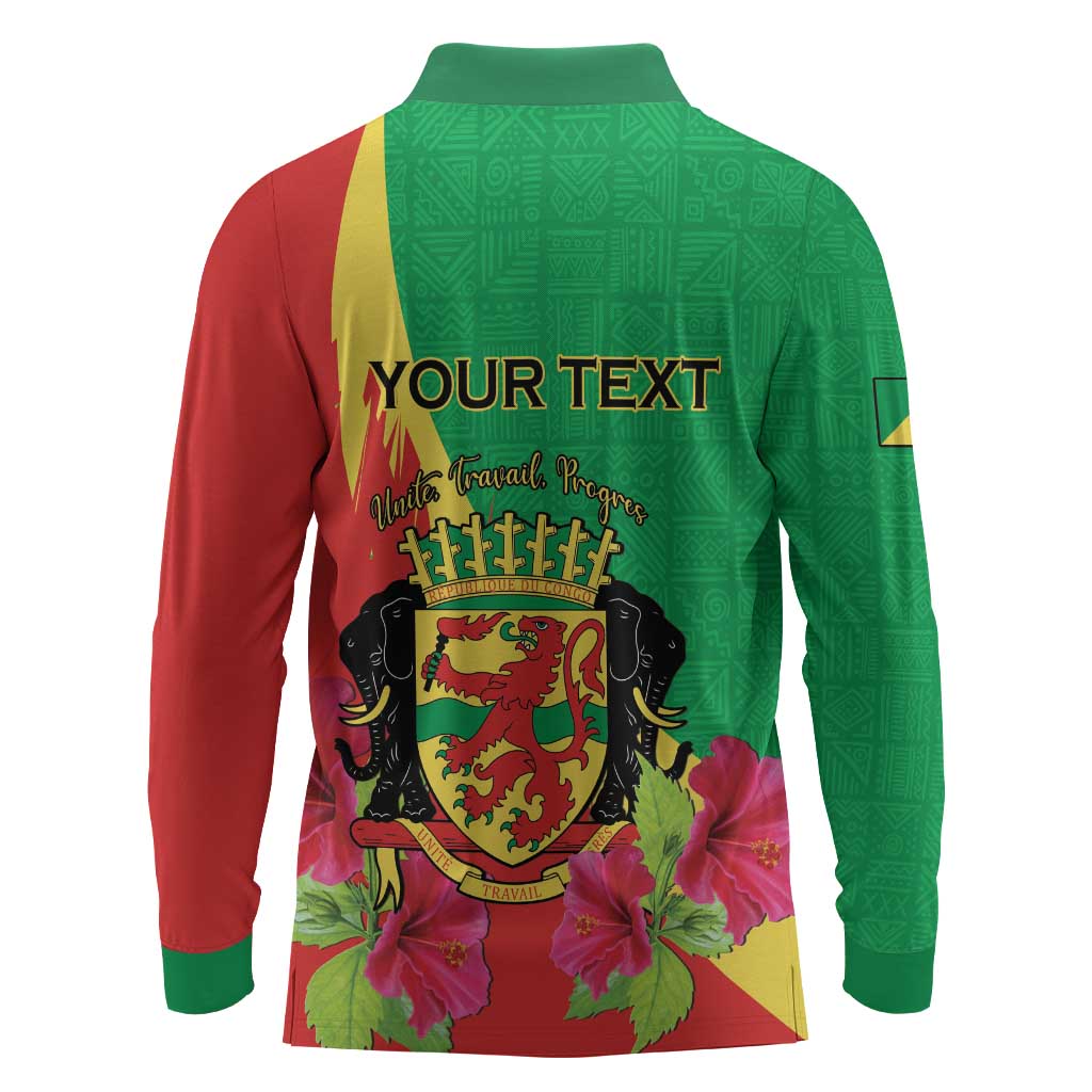 Personalized Congo-Brazzaville National Day Long Sleeve Polo Shirt Coat Of Arms With Map - African Pride