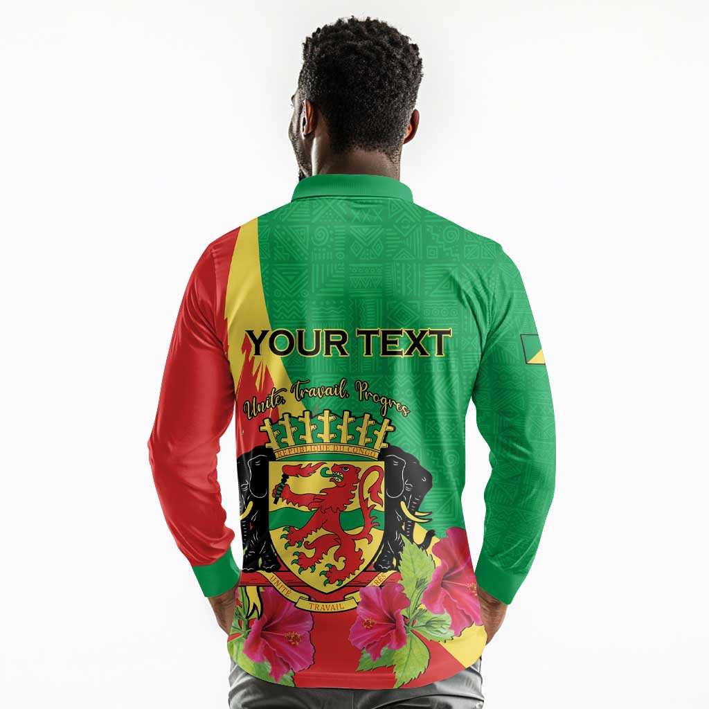 Personalized Congo-Brazzaville National Day Long Sleeve Polo Shirt Coat Of Arms With Map - African Pride