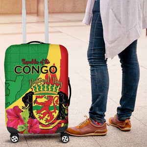 Personalized Congo-Brazzaville National Day Luggage Cover Coat Of Arms With Map - African Pride