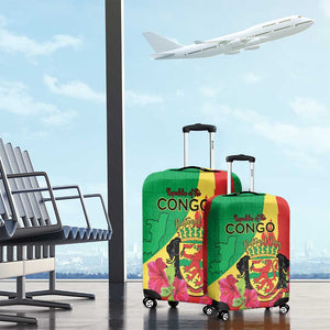 Personalized Congo-Brazzaville National Day Luggage Cover Coat Of Arms With Map - African Pride