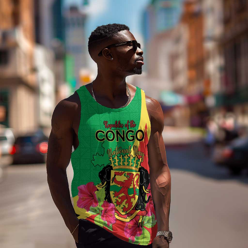 Personalized Congo-Brazzaville National Day Men Tank Top Coat Of Arms With Map - African Pride