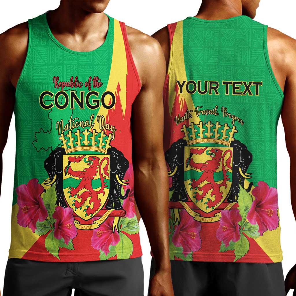 Personalized Congo-Brazzaville National Day Men Tank Top Coat Of Arms With Map - African Pride