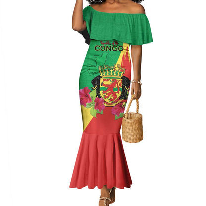 Personalized Congo-Brazzaville National Day Mermaid Dress Coat Of Arms With Map - African Pride