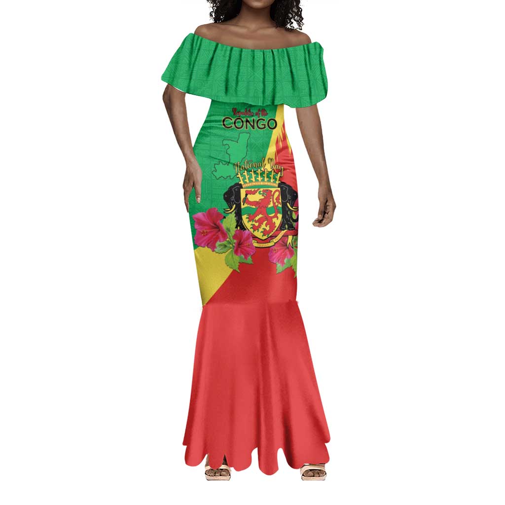 Personalized Congo-Brazzaville National Day Mermaid Dress Coat Of Arms With Map - African Pride
