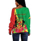 Personalized Congo-Brazzaville National Day Off Shoulder Sweater Coat Of Arms With Map - African Pride
