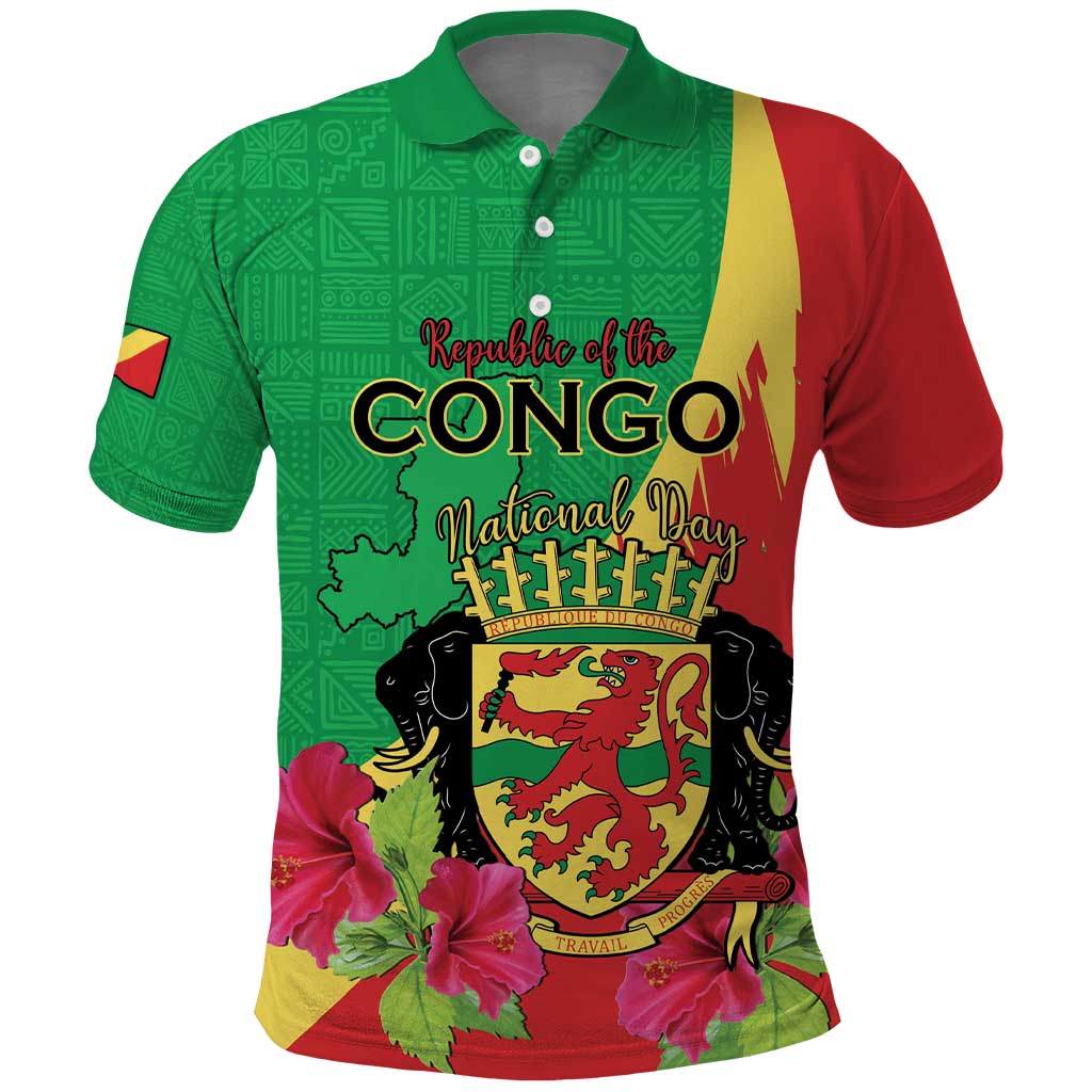 Personalized Congo-Brazzaville National Day Polo Shirt Coat Of Arms With Map - African Pride