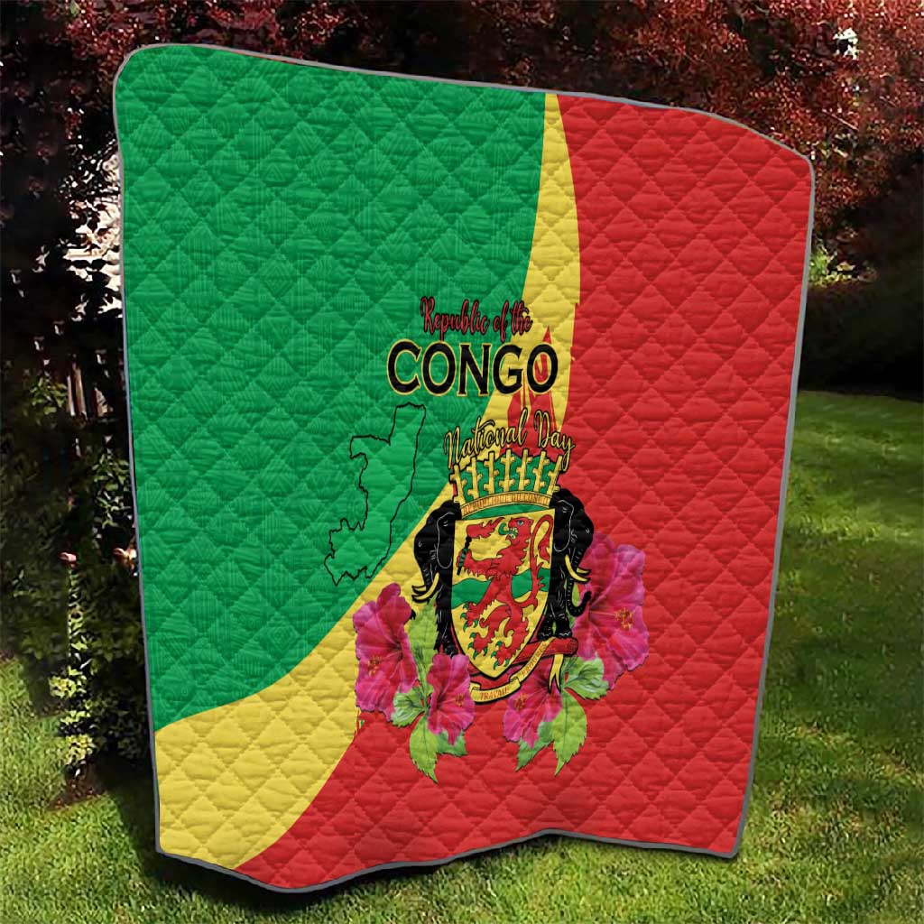 Personalized Congo-Brazzaville National Day Quilt Coat Of Arms With Map - African Pride