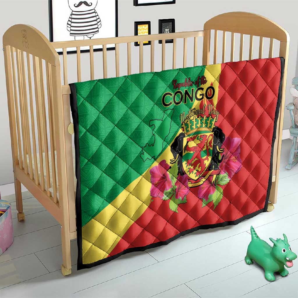 Personalized Congo-Brazzaville National Day Quilt Coat Of Arms With Map - African Pride