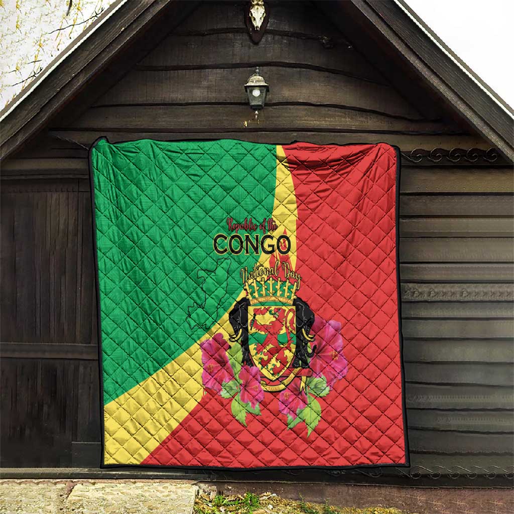 Personalized Congo-Brazzaville National Day Quilt Coat Of Arms With Map - African Pride