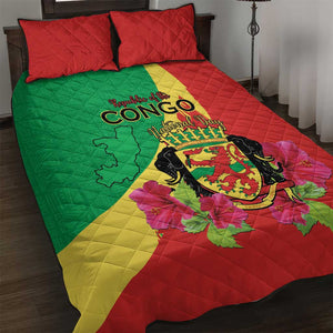 Personalized Congo-Brazzaville National Day Quilt Bed Set Coat Of Arms With Map - African Pride