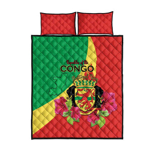 Personalized Congo-Brazzaville National Day Quilt Bed Set Coat Of Arms With Map - African Pride