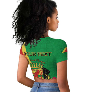 Personalized Congo-Brazzaville National Day Raglan Cropped T shirt Coat Of Arms With Map - African Pride