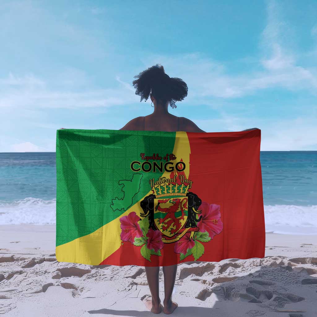 Personalized Congo-Brazzaville National Day Sarong Coat Of Arms With Map - African Pride