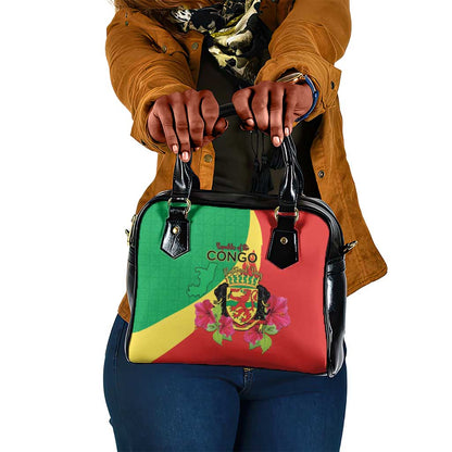 Personalized Congo-Brazzaville National Day Shoulder Handbag Coat Of Arms With Map - African Pride