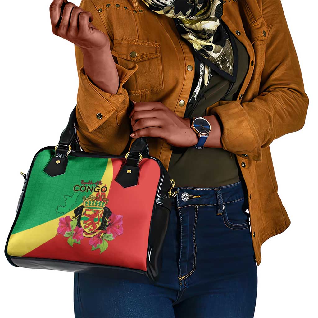 Personalized Congo-Brazzaville National Day Shoulder Handbag Coat Of Arms With Map - African Pride