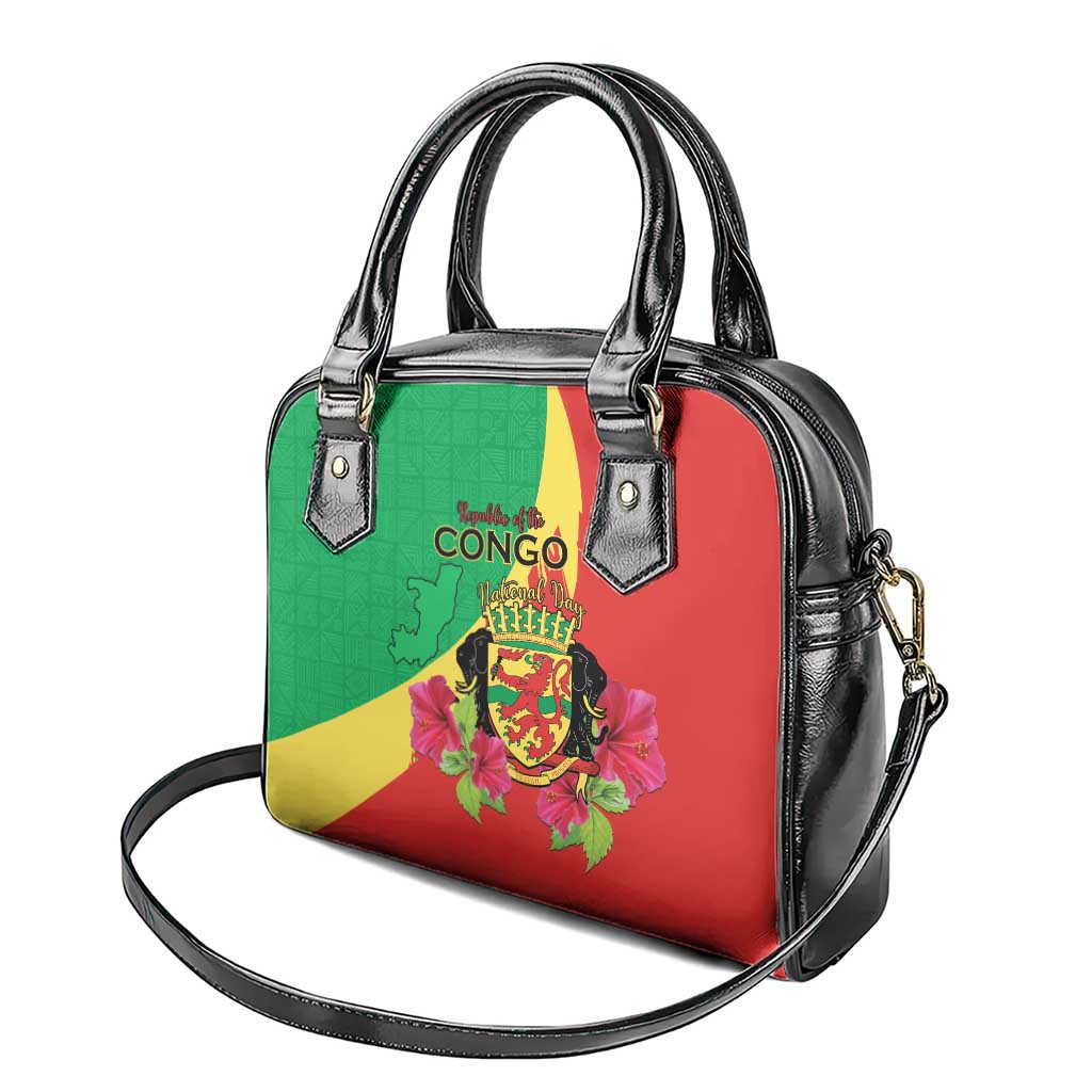 Personalized Congo-Brazzaville National Day Shoulder Handbag Coat Of Arms With Map - African Pride