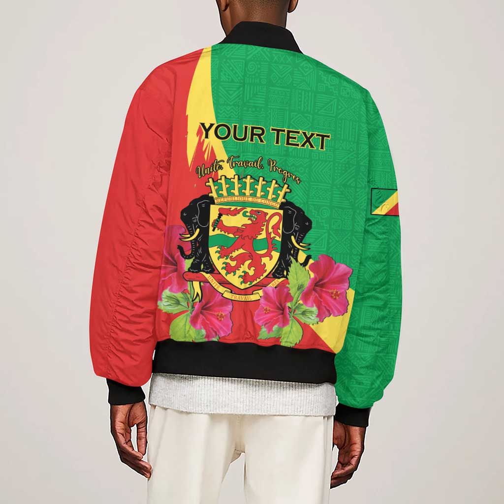 Personalized Congo-Brazzaville National Day Sleeve Zip Bomber Jacket Coat Of Arms With Map - African Pride