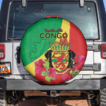Personalized Congo-Brazzaville National Day Spare Tire Cover Coat Of Arms With Map - African Pride