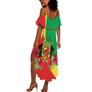 Personalized Congo-Brazzaville National Day Summer Maxi Dress Coat Of Arms With Map - African Pride