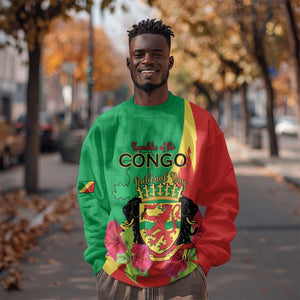 Personalized Congo-Brazzaville National Day Sweatshirt Coat Of Arms With Map - African Pride