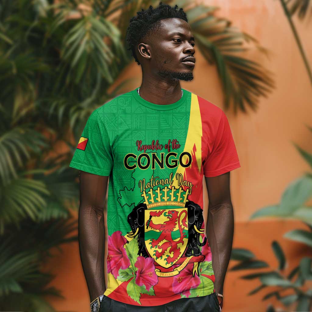 Personalized Congo-Brazzaville National Day T shirt Coat Of Arms With Map - African Pride